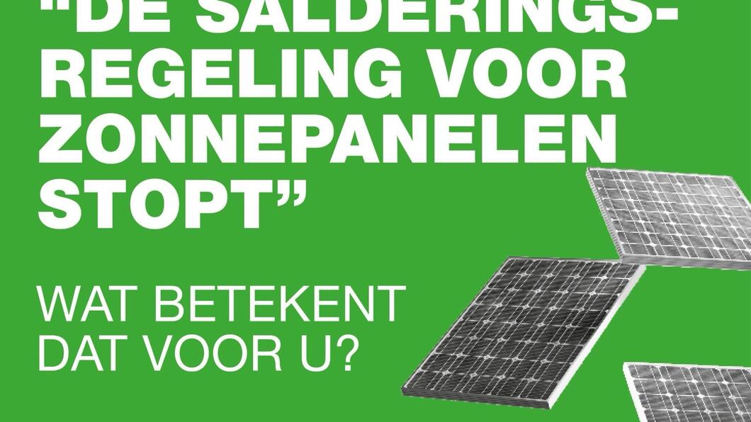 Zonnepanelen op groene achtergrond met tekst en hartje