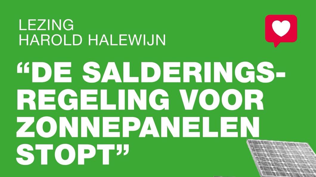 Zonnepanelen op groene achtergrond met tekst en hartje